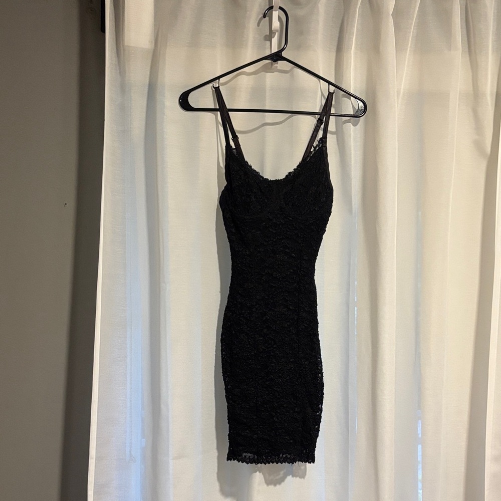 Unique Vintage Black Lace Chemise